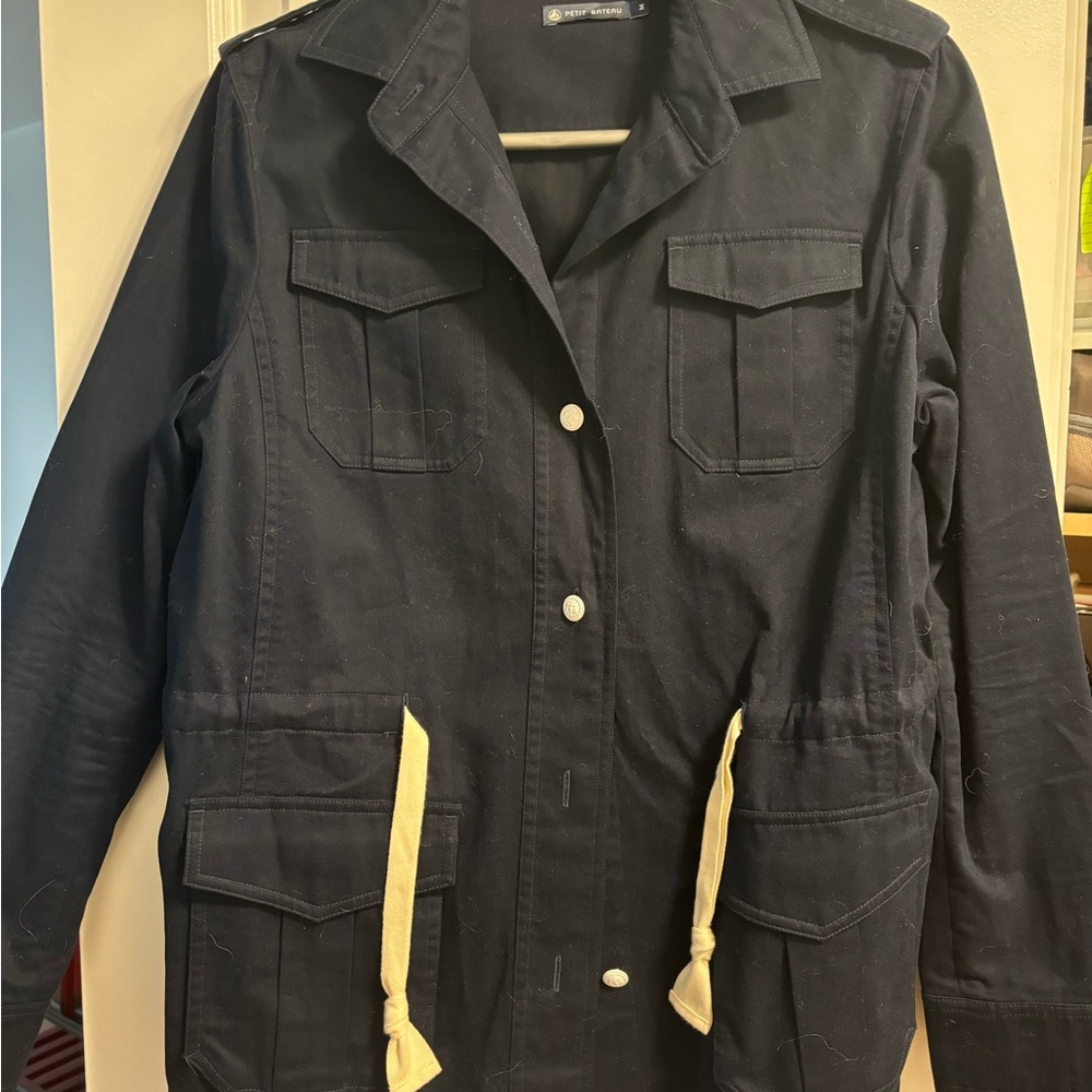 Petit Bateau Navy Utility Jacket with Cream Accents
